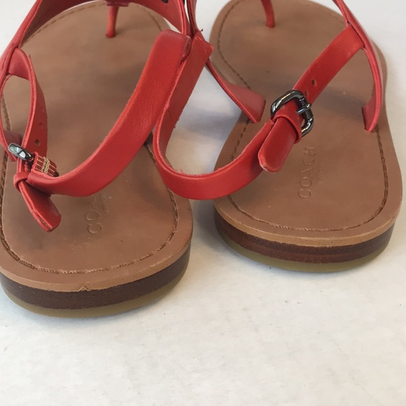 Coach Rust Leather Thong Sandals with Black Chrome Accents Size 8.5 - Picture 5 of 9
